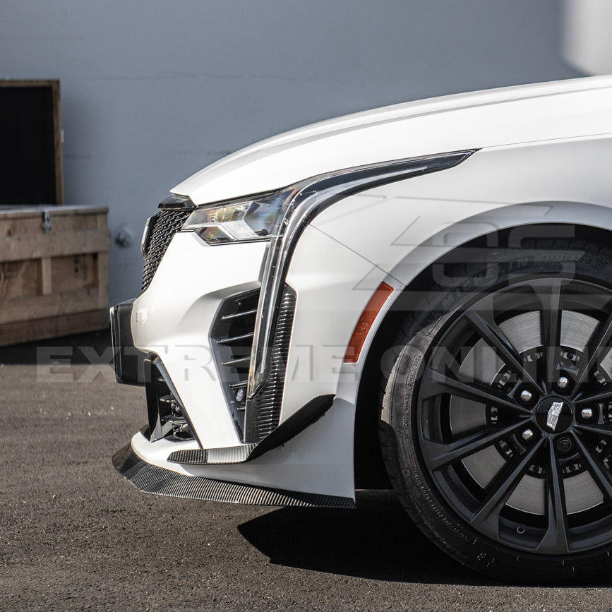 2020-Up Cadillac CT4-V Blackwing Front Lip Splitter & Carnards