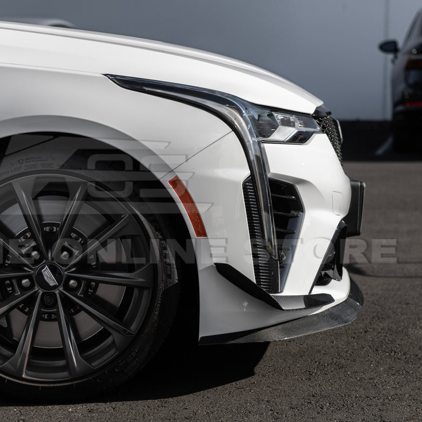2020-Up Cadillac CT4-V Blackwing Front Lip Splitter & Carnards