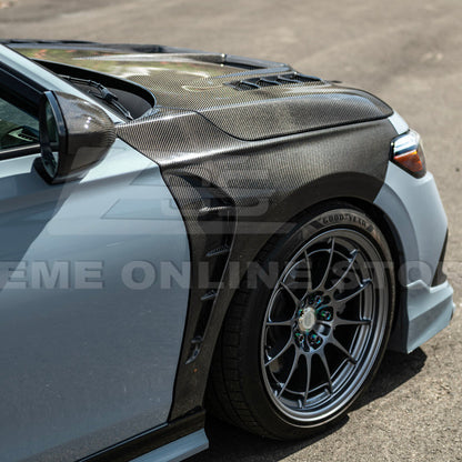 2022-Up Honda Civic | JDM Varis Style CARBON FIBER Front Vented Hood w/ Fender
