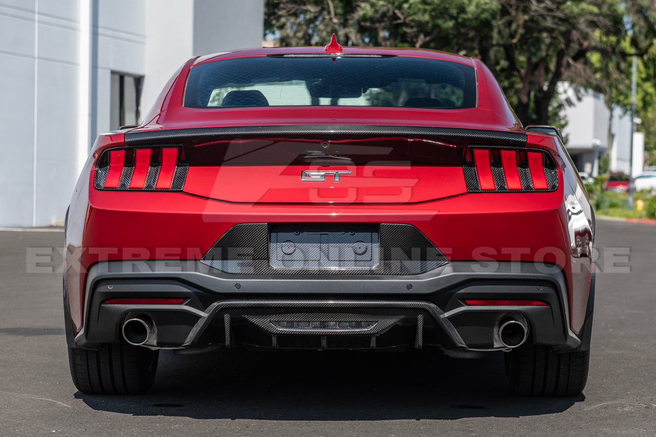 2024+ Ford Mustang Rear Finned Dry CArbon Fiber Bumper Diffuser