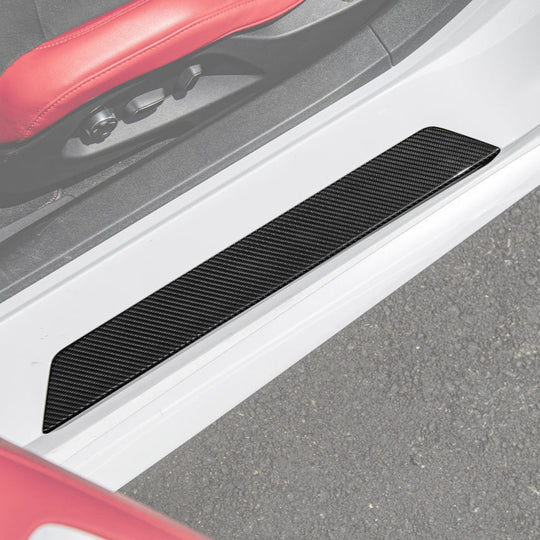 Corvette C8 DRY CARBON FIBER Side Door Sill Plate Strip Covers
