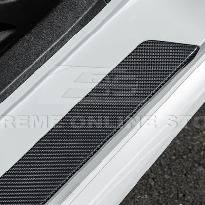 Corvette C8 DRY CARBON FIBER Side Door Sill Plate Strip Covers