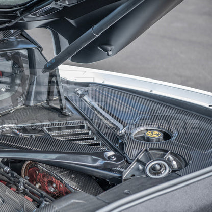Corvette C8 DRY CARBON FIBER Coupe Engine Bay Panel Cover (3-Pieces Version)