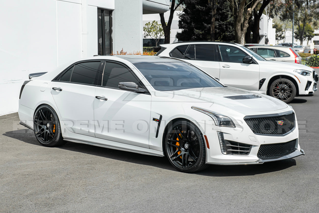 2016-19 Cadillac CTS-V Carbon Fiber Front Splitter Wheel Arch& Side Skirts Rockerst