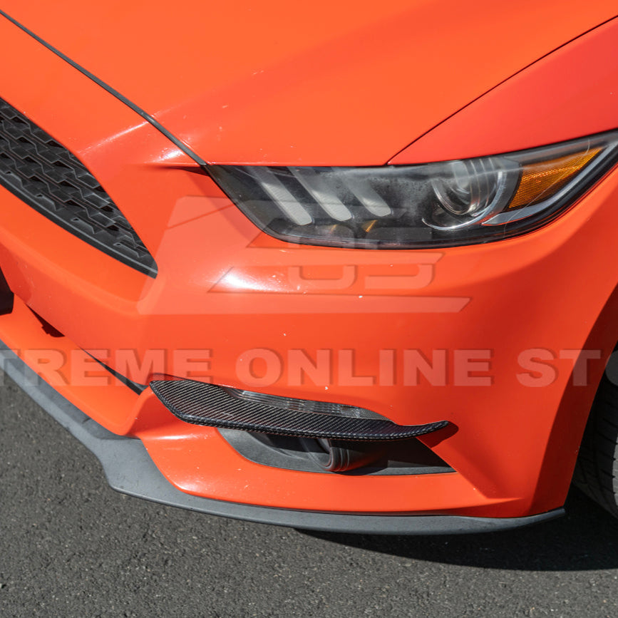 2015-17 Ford Mustang DRY CARBON FIBER Front Bumper Fog Light Eyebrow Trim Pair