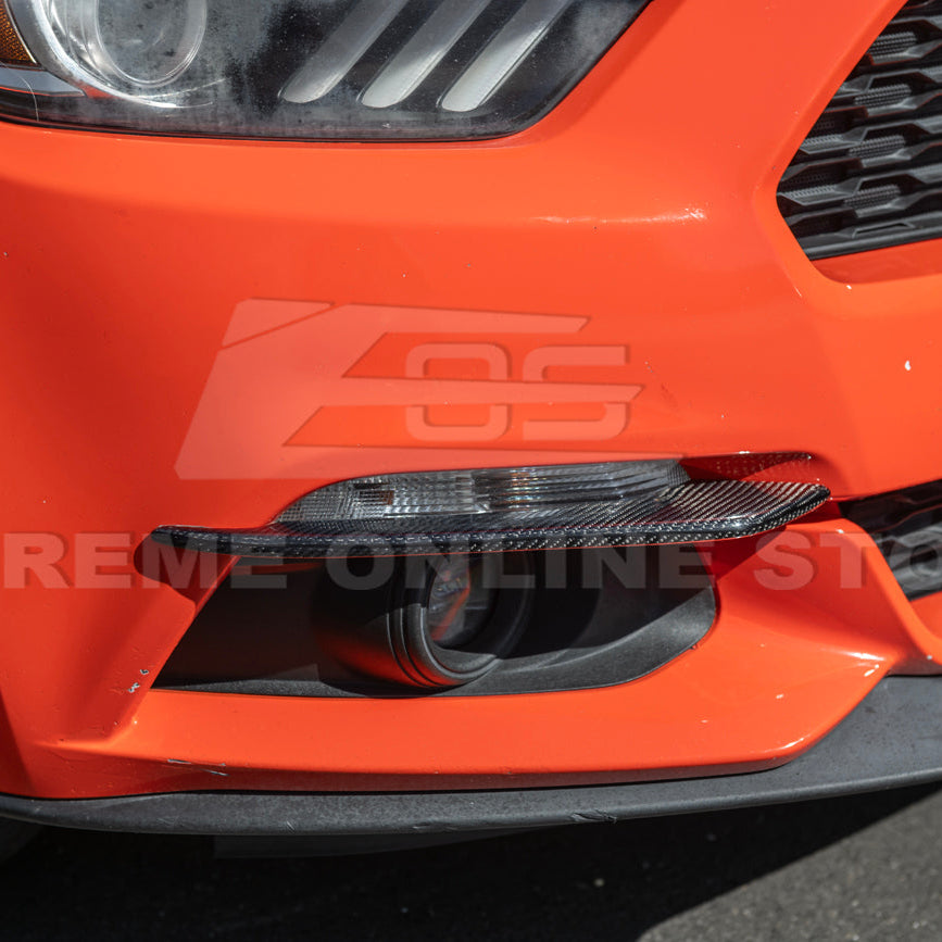 2015-17 Ford Mustang DRY CARBON FIBER Front Bumper Fog Light Eyebrow Trim Pair