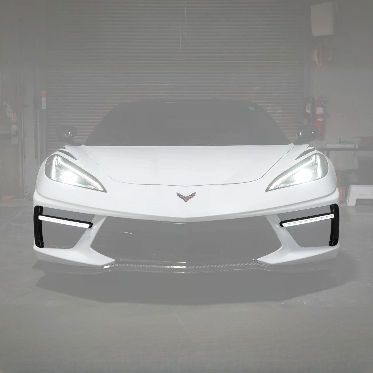 2020-Up Corvette C8 DRY CARBON FIBER Sequential LED DRL Light Bar Bezel Insert