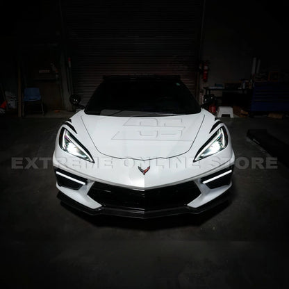 2020-Up Corvette C8 DRY CARBON FIBER Sequential LED DRL Light Bar Bezel Insert