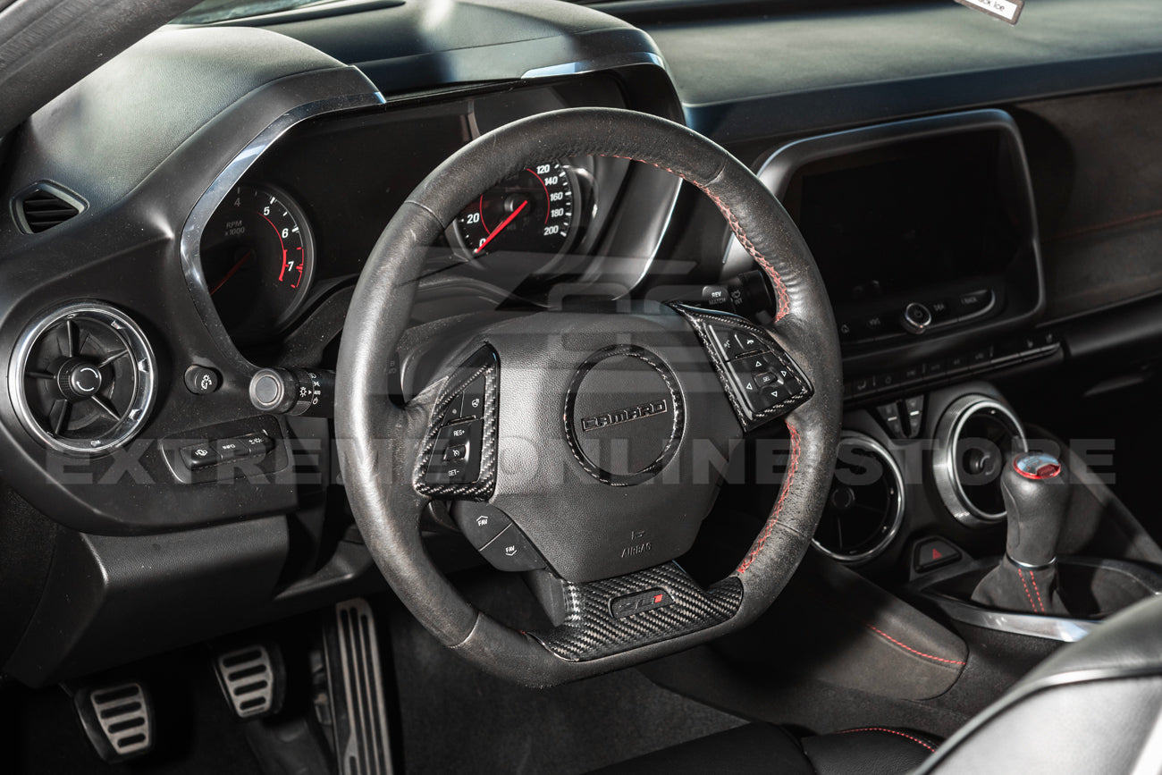 2019-24 Camaro Dry Carbon Fiber Steering Wheel Trim Cover