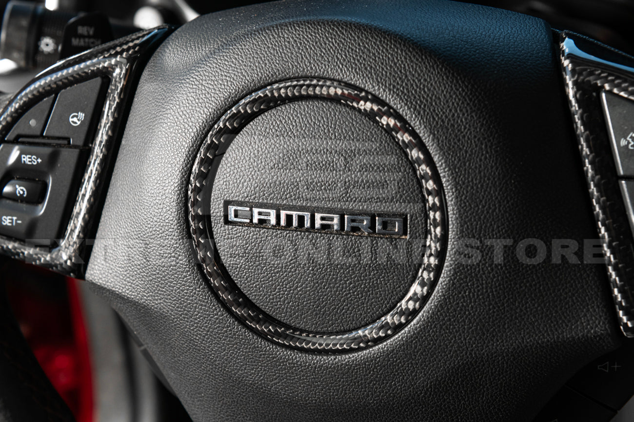 2019-24 Camaro Dry Carbon Fiber Steering Wheel Trim Cover