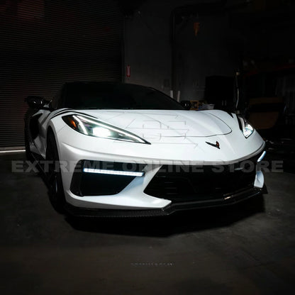 2020-Up Corvette C8 DRY CARBON FIBER Sequential LED DRL Light Bar Bezel Insert
