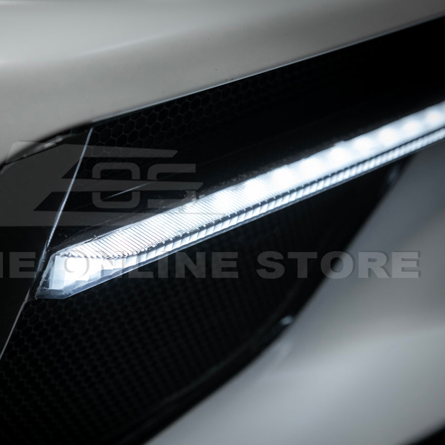 2020-Up Corvette C8 DRY CARBON FIBER Sequential LED DRL Light Bar Bezel Insert