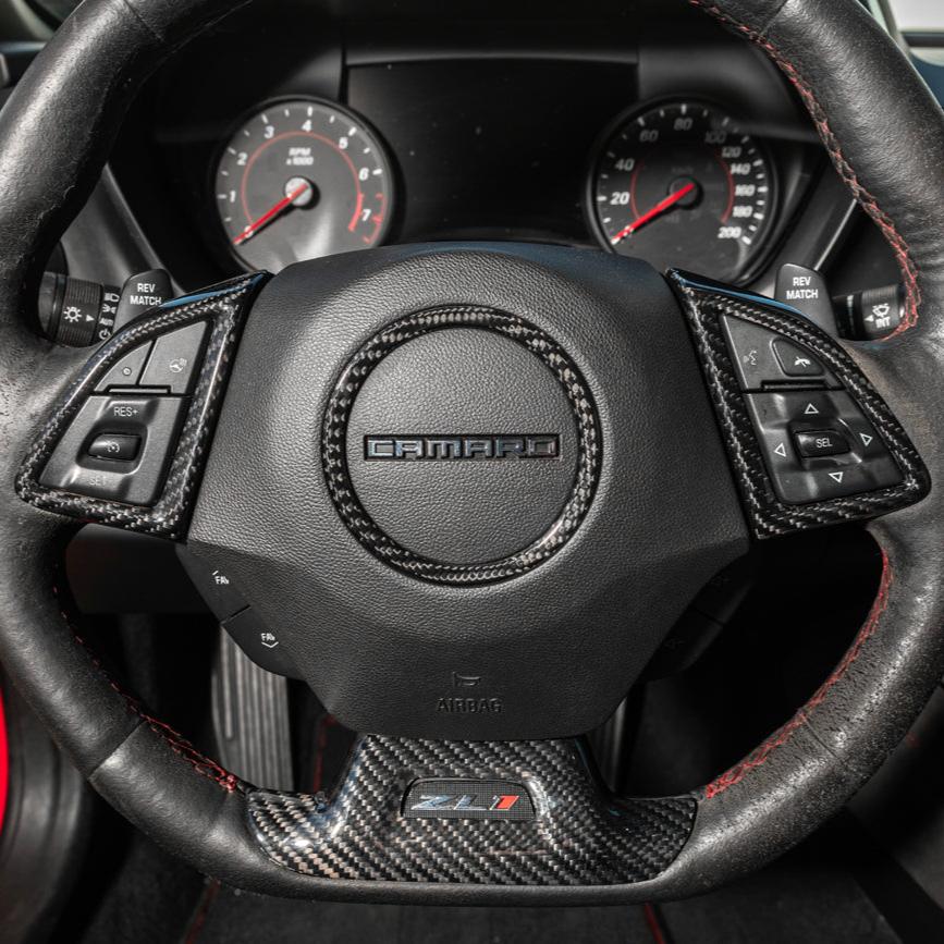 2019-24 Camaro Dry Carbon Fiber Steering Wheel Trim Cover