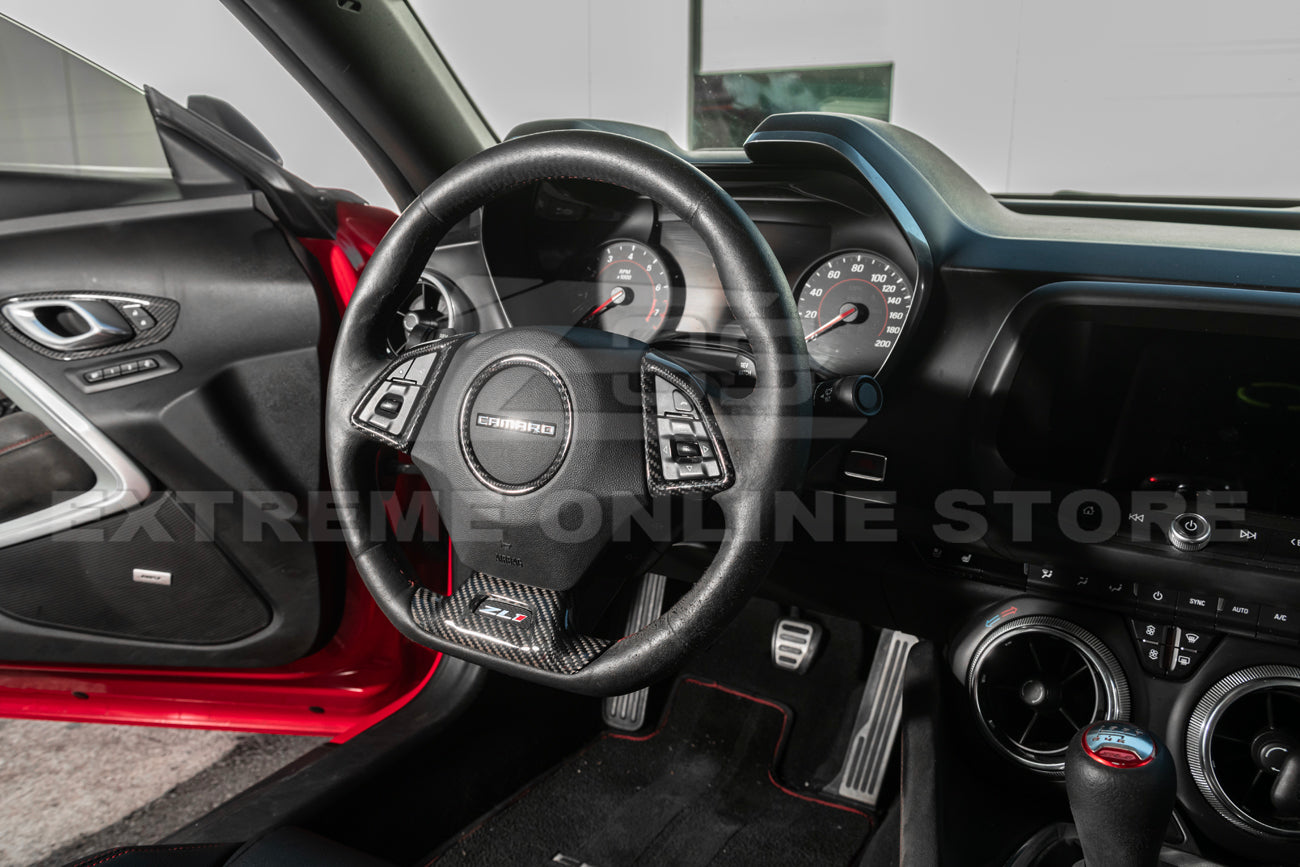 2019-24 Camaro Dry Carbon Fiber Steering Wheel Trim Cover