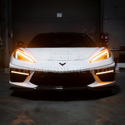 2020-Up Corvette C8 DRY CARBON FIBER Sequential LED DRL Light Bar Bezel Insert