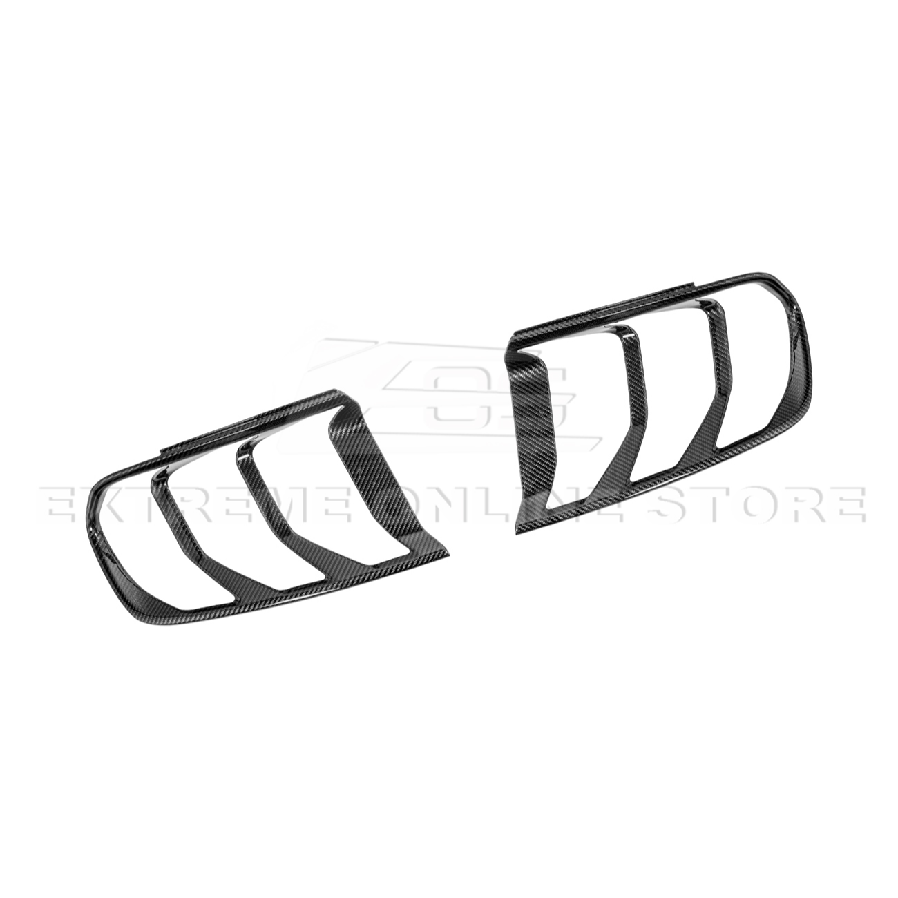 2018-23 Ford Mustang DRY CARBON FIBER Rear Tail Light Trim Bezel Cover Pair