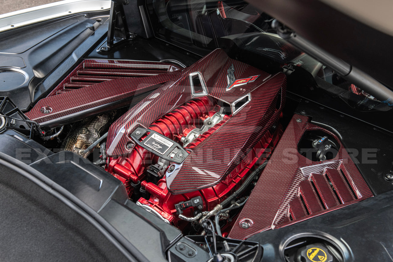 Corvette C8 Z06 Coupe DRY Red Carbon Engine & Bay Panel Cover
