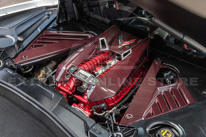 Corvette C8 Z06 Coupe DRY Red Carbon Engine & Bay Panel Cover