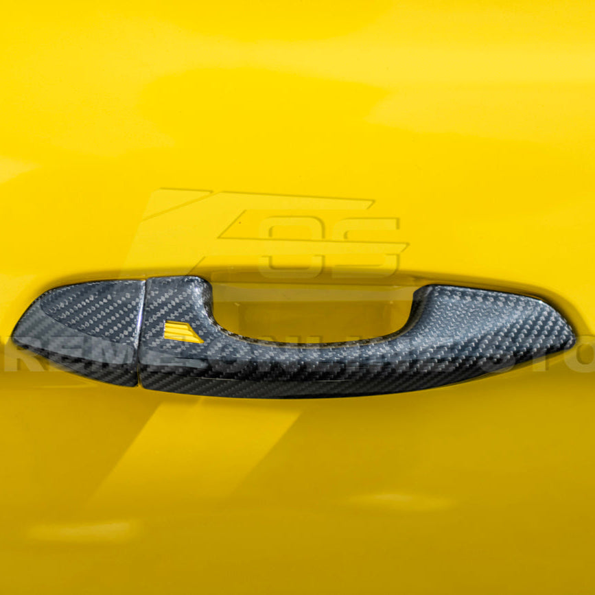 2015-23 Ford Mustang DRY CARBON FIBER Outer Door Handle Cover Set