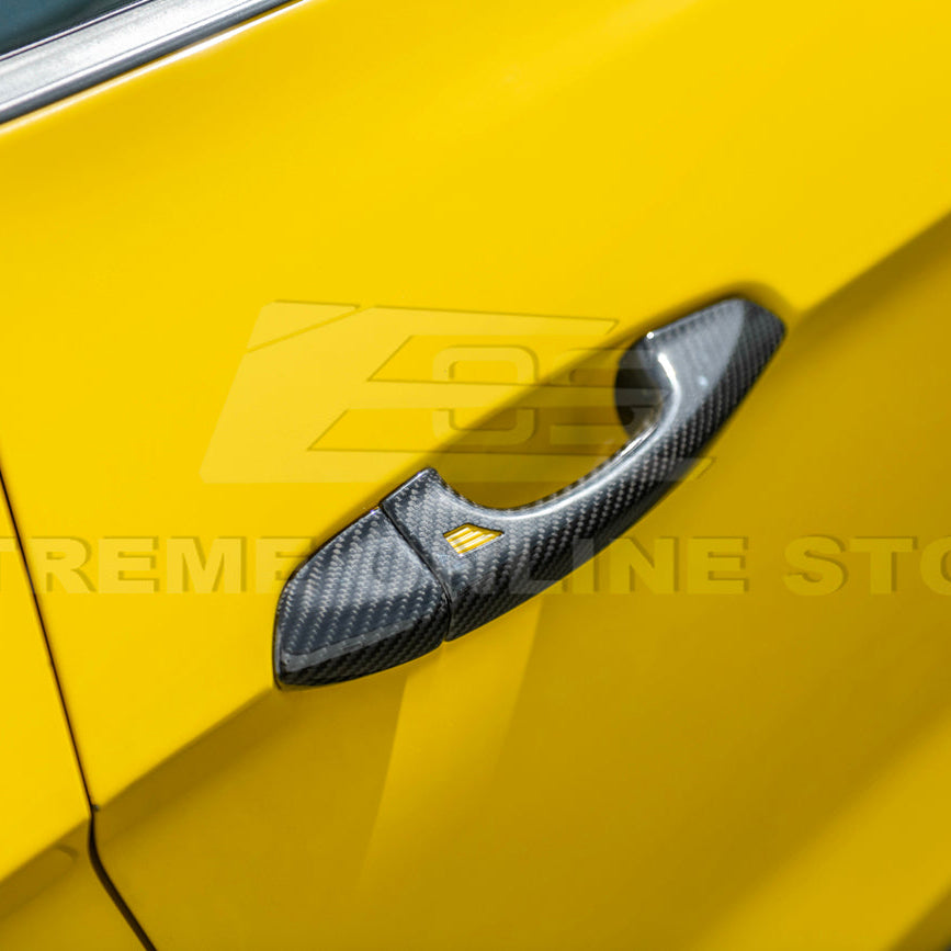 2015-23 Ford Mustang DRY CARBON FIBER Outer Door Handle Cover Set