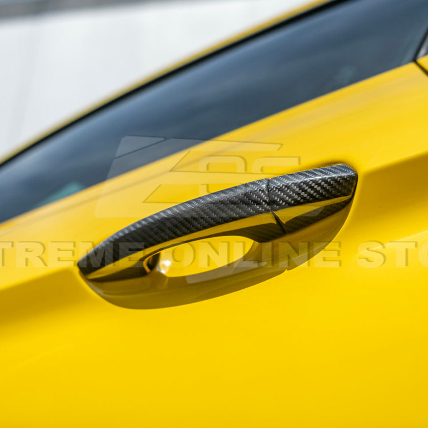 2015-23 Ford Mustang DRY CARBON FIBER Outer Door Handle Cover Set