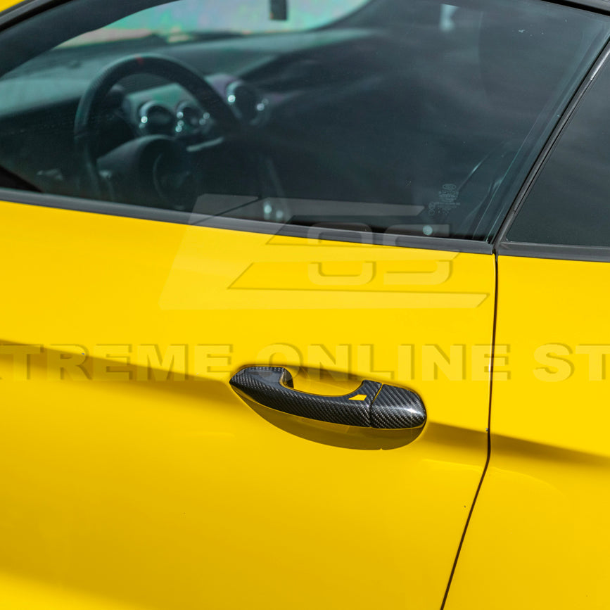 2015-23 Ford Mustang DRY CARBON FIBER Outer Door Handle Cover Set