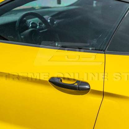 2015-23 Ford Mustang DRY CARBON FIBER Outer Door Handle Cover Set