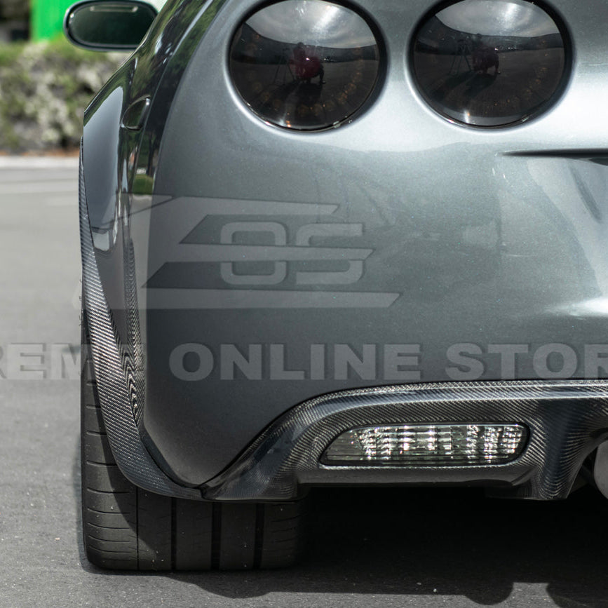 2005-13 Corvette C6 Z06 ZR1 Extended DRY CARBON FIBER Rear Splash Guard Mud Flaps