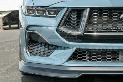 2024+ Ford Mustang GT DRY CARBON FIBER Front Side Grille Inserts