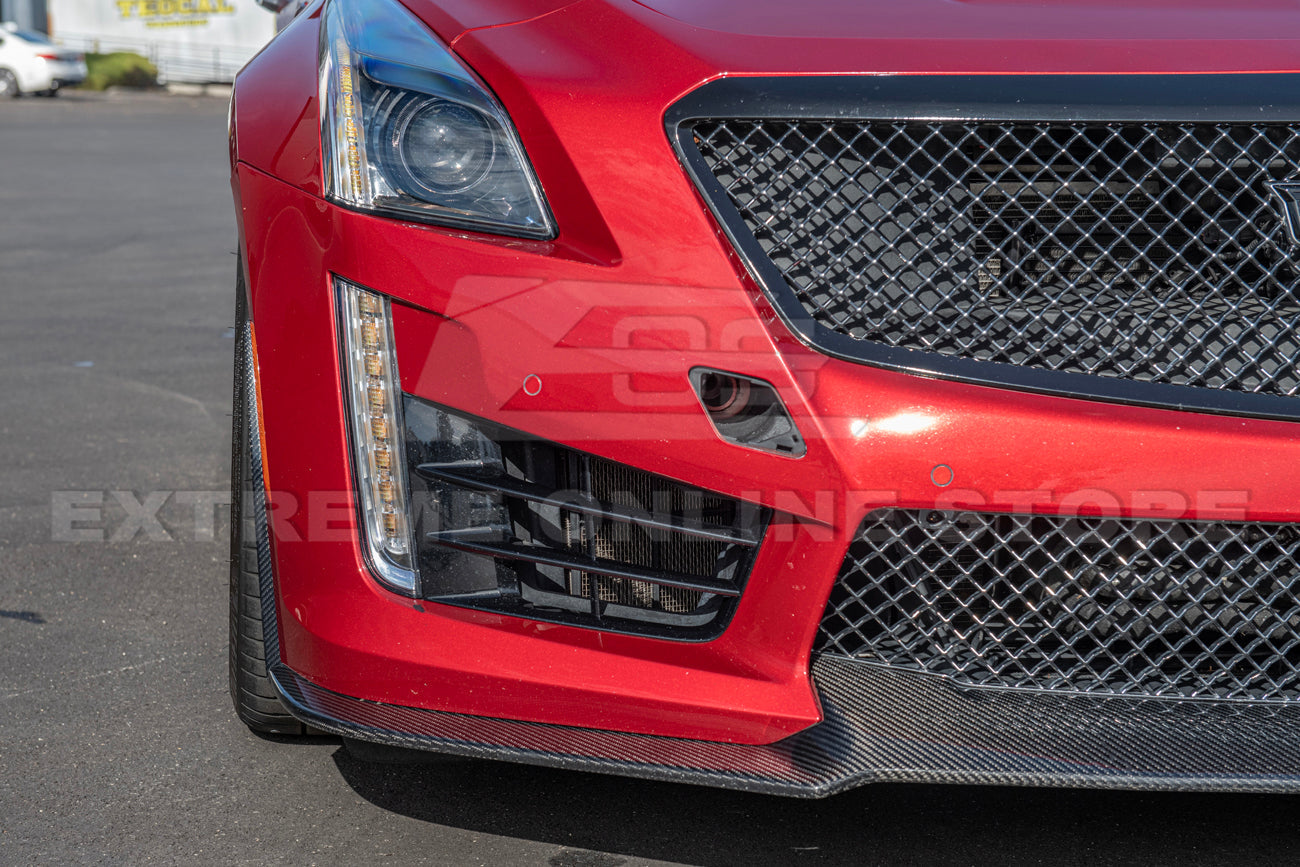 2016-19 Cadillac CTS-V Dry Carbon Fiber Front Splitter Side Wheel Arch