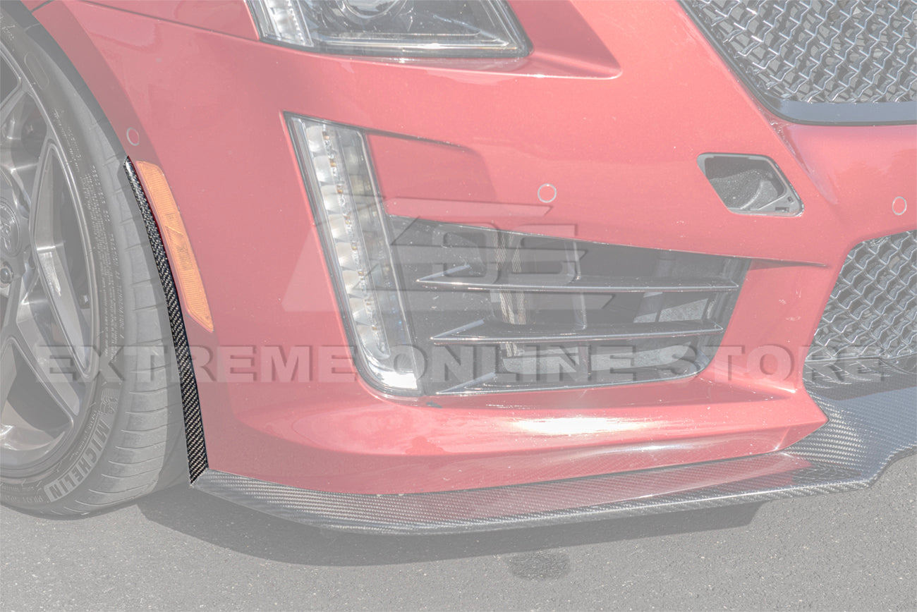 2016-19 Cadillac CTS-V Dry Carbon Fiber Front Splitter Side Wheel Arch