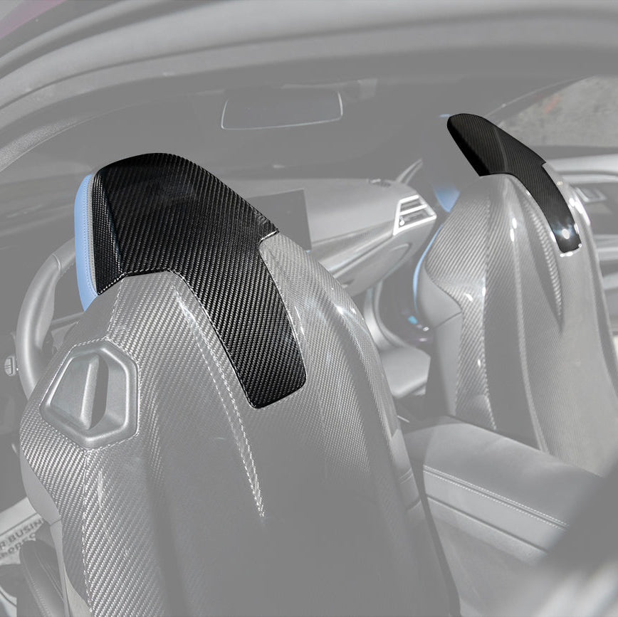 BMW G87 G80 G82 M2 M3 M4 S58 | Dry CARBON FIBER Tape-On Headrest Cover Pair