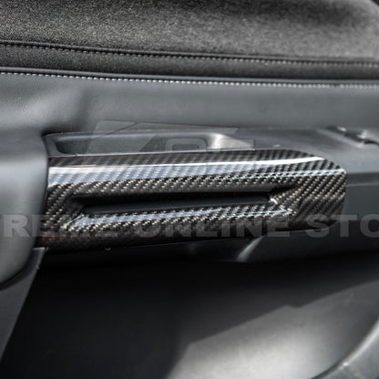2015-Up Ford Mustang DRY CARBON FIBER Side Door Armrest Panel Trim Cover