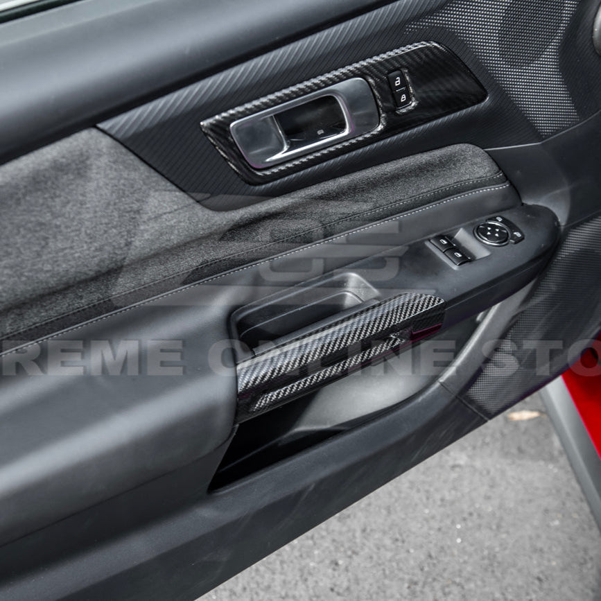 2015-Up Ford Mustang DRY CARBON FIBER Side Door Armrest Panel Trim Cover