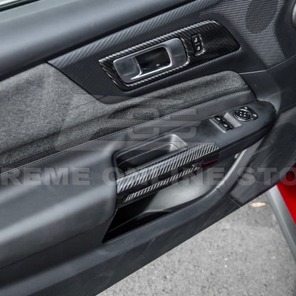 2015-Up Ford Mustang DRY CARBON FIBER Side Door Armrest Panel Trim Cover
