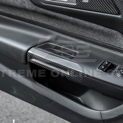 2015-Up Ford Mustang DRY CARBON FIBER Side Door Armrest Panel Trim Cover