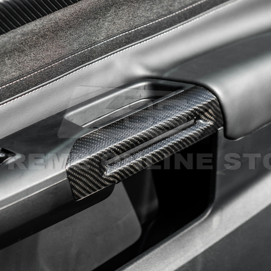2015-Up Ford Mustang DRY CARBON FIBER Side Door Armrest Panel Trim Cover