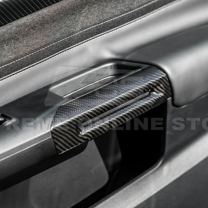 2015-Up Ford Mustang DRY CARBON FIBER Side Door Armrest Panel Trim Cover