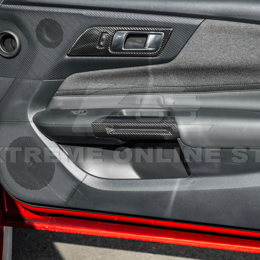 2015-Up Ford Mustang DRY CARBON FIBER Side Door Armrest Panel Trim Cover