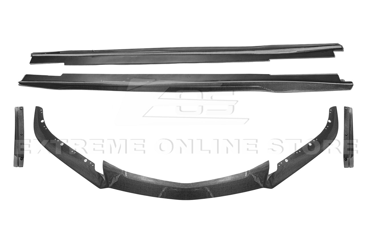 2016-19 Cadillac CTS-V Carbon Fiber Front Splitter Wheel Arch& Side Skirts Rockerst