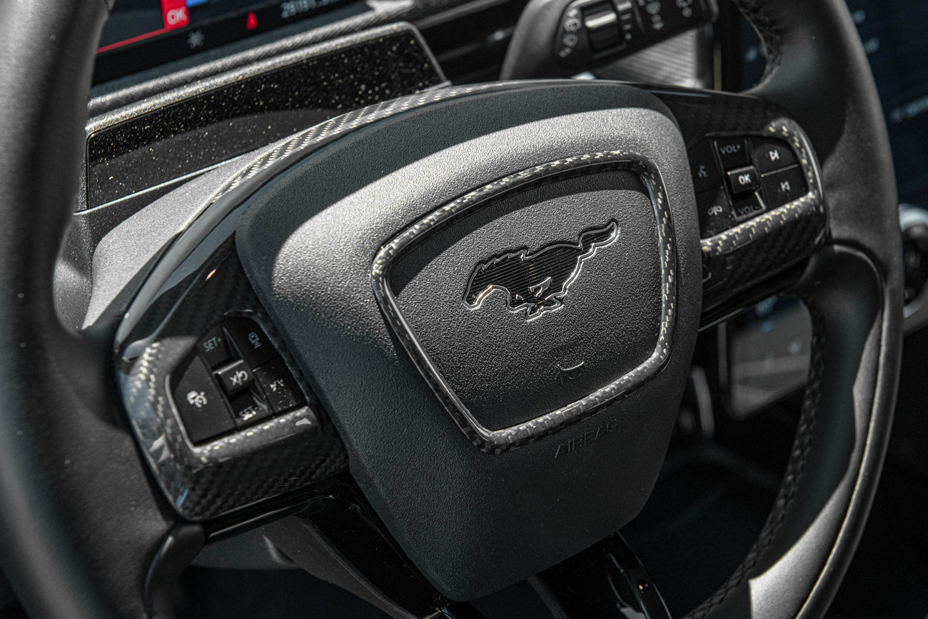 2021+ Mustang Mach-E DRY Carbon Fiber Steering Wheel Trim