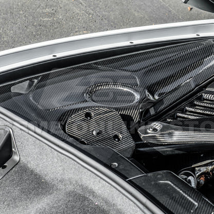 Corvette C8 DRY CARBON FIBER Coupe Engine Bay Panel Cover (3-Pieces Version)