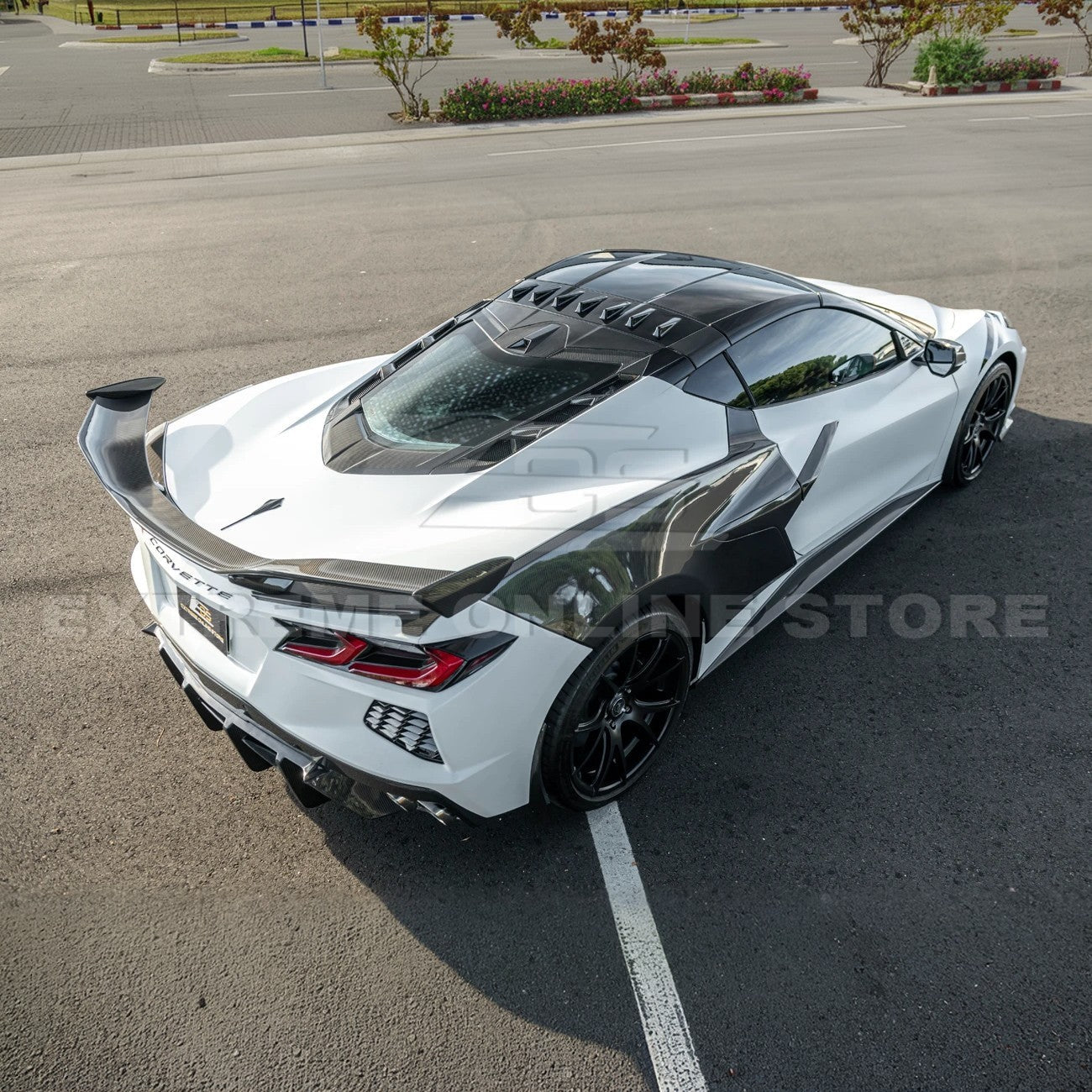 2020-Up Corvette C8 DRY CARBON FIBER Windshield Upper Molding Trim