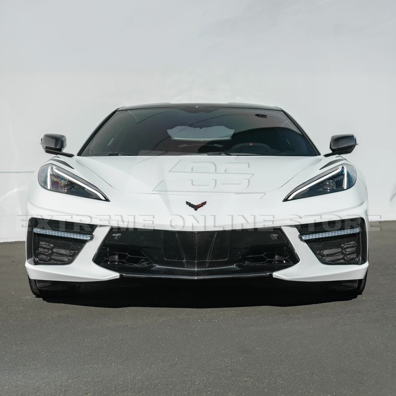 2020-Up Corvette C8 DRY CARBON FIBER Sequential LED DRL Light Bar Bezel Insert
