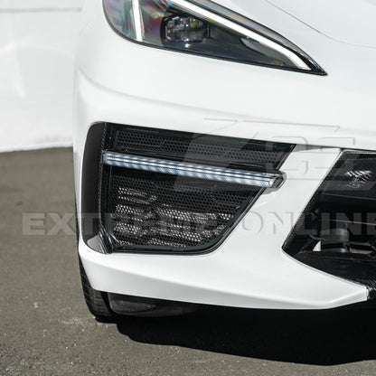 2020-Up Corvette C8 DRY CARBON FIBER Sequential LED DRL Light Bar Bezel Insert