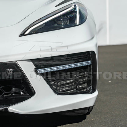 2020-Up Corvette C8 DRY CARBON FIBER Sequential LED DRL Light Bar Bezel Insert