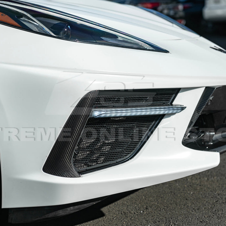2020-Up Corvette C8 DRY CARBON FIBER Sequential LED DRL Light Bar Bezel Insert