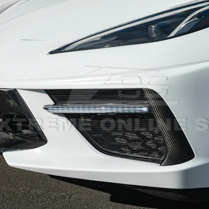 2020-Up Corvette C8 DRY CARBON FIBER Sequential LED DRL Light Bar Bezel Insert