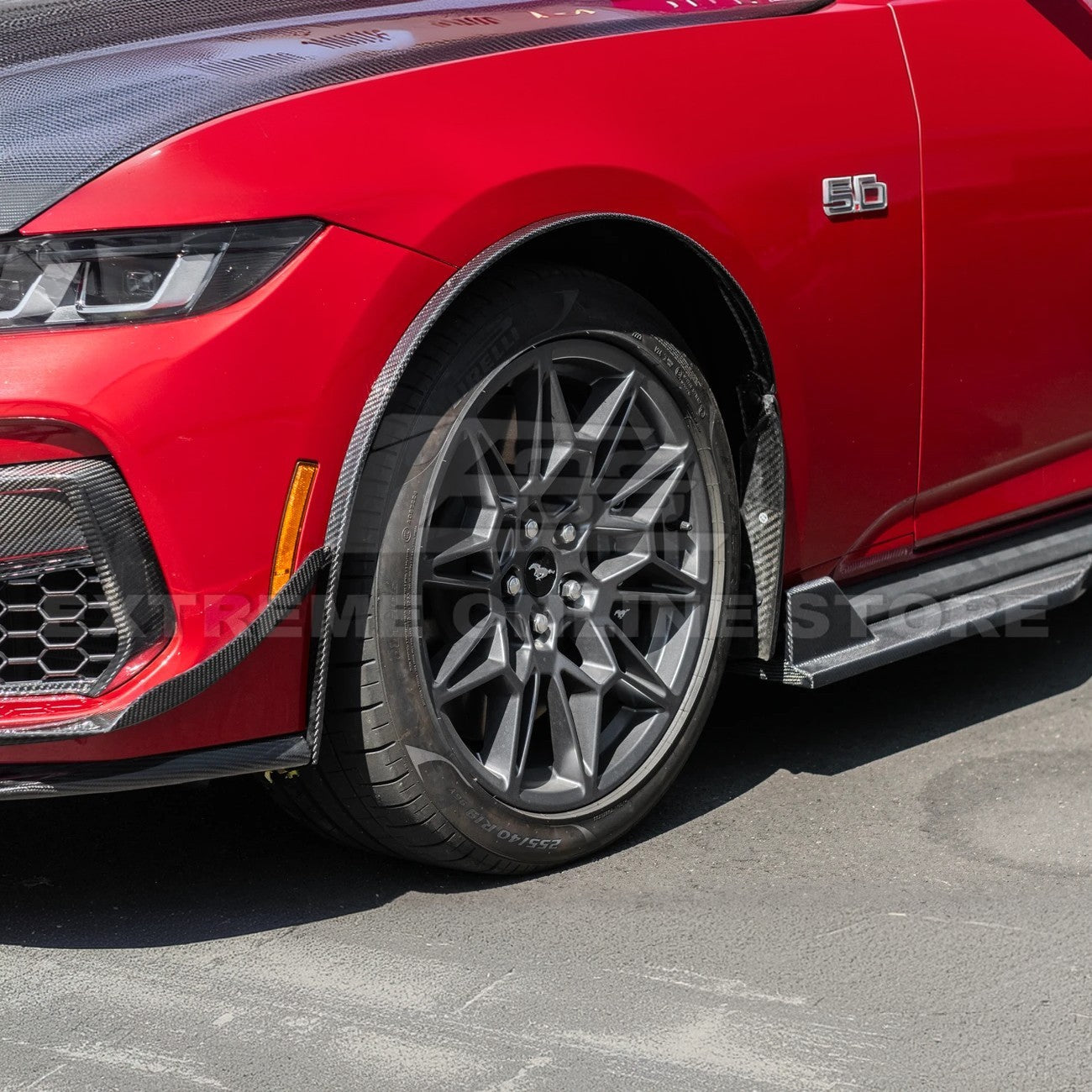 2024+ Ford Mustang DRY CARBON FIBER Fender Flares & Mud Flap