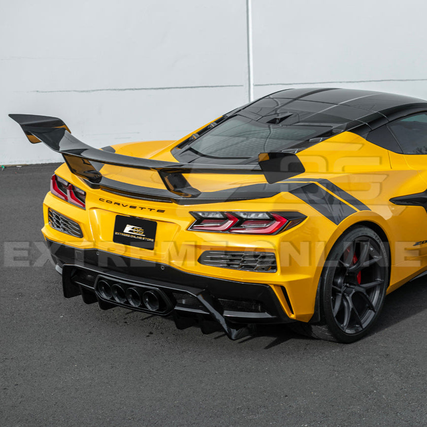 Corvette C8 ZR1 Style DRY CARBON FIBER Rear High Wing Spoiler Bracket